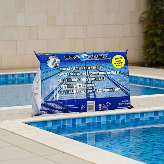 Eco-Fiber filter media by a pool
